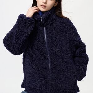 Uniqlo Fleece Zip-up Jacket Navy Size S NWT
